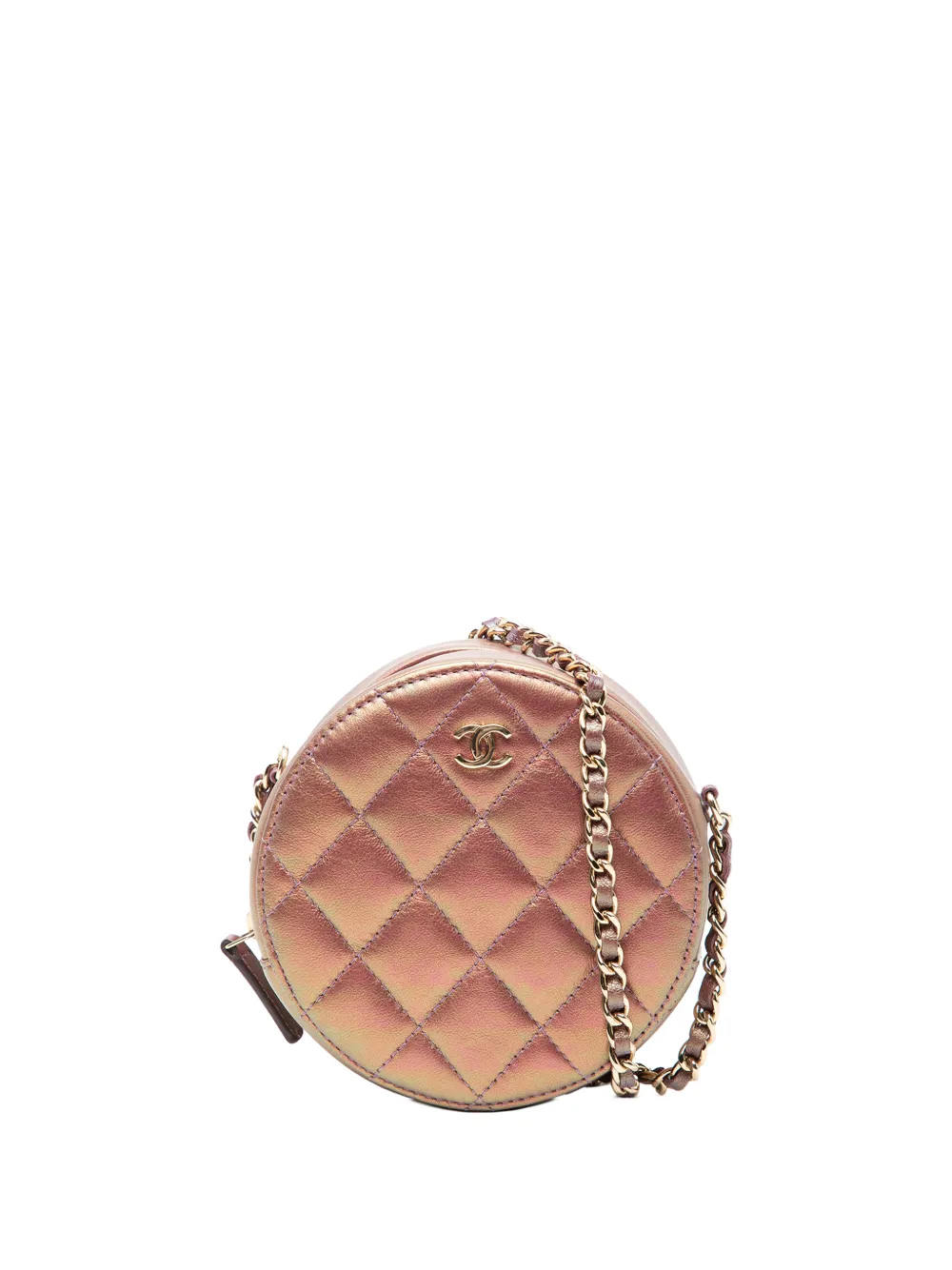 CHANEL Pre-Owned 2020 Quilted Iridescent Lambskin Round Clutch With Chain crossbody bag - Viola