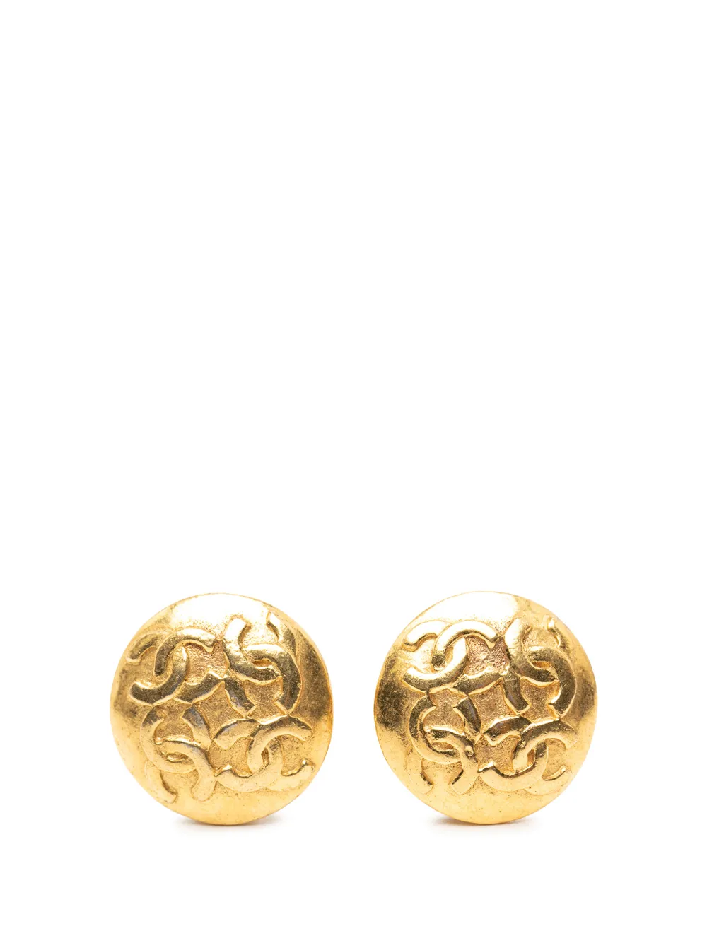 CHANEL Pre-Owned 20th Century CC Gold Plated Round Clip On Earrings costume earrings - Oro