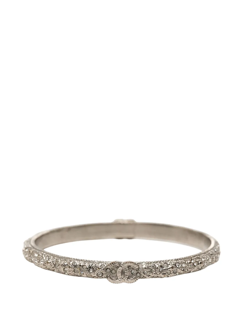 CHANEL Pre-Owned 2014 Silver Plated CC Crystal Bangle Bracelet costume bracelet - Argento