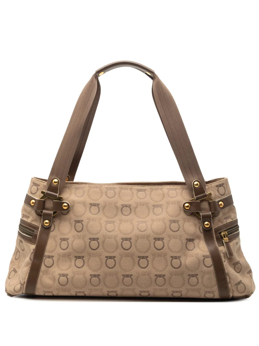 Ferragamo Pre-Owned 2000-2025 Gancini Canvas shoulder bag - Marrone