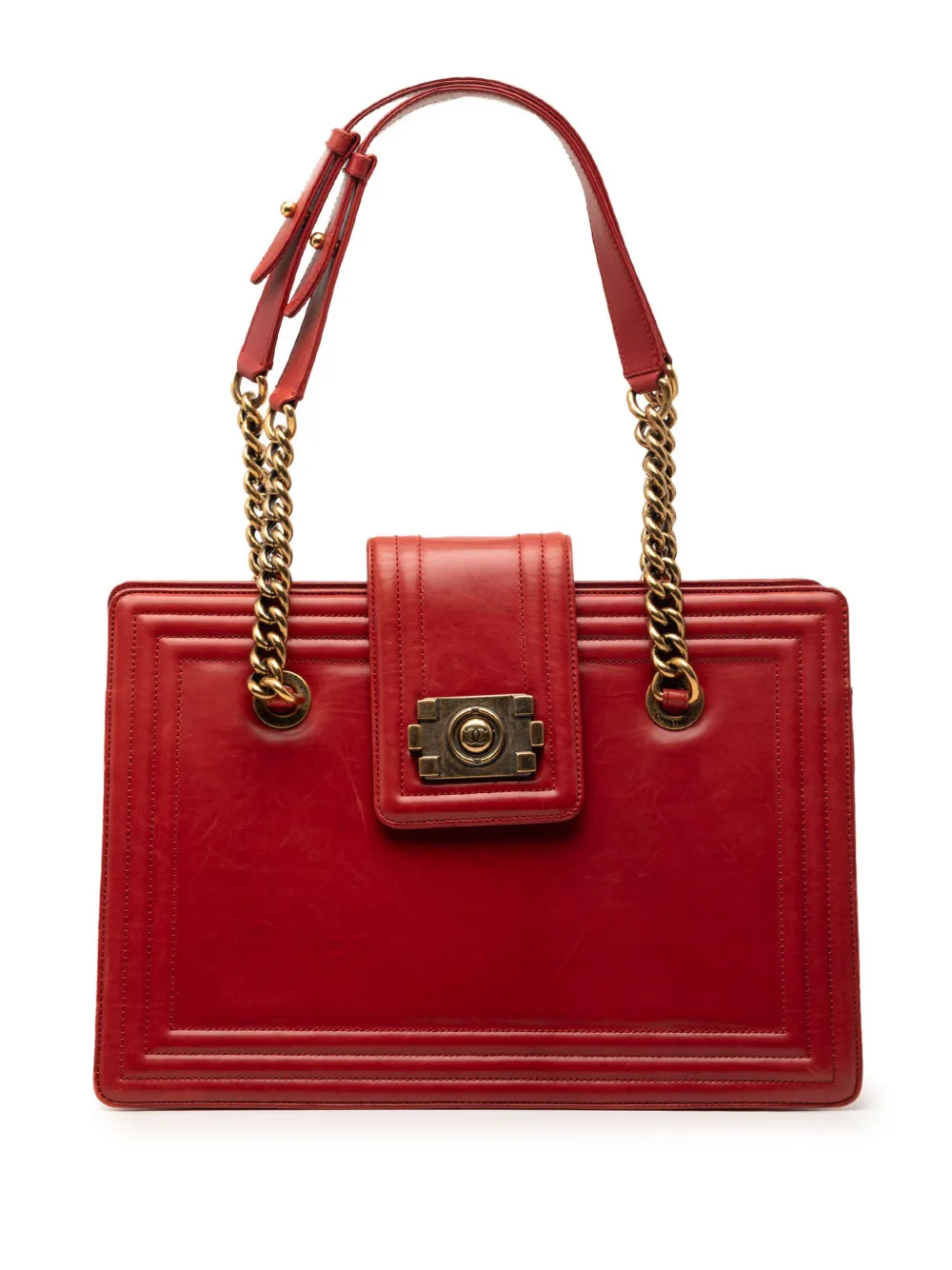 CHANEL Pre-Owned 2011 Small Calfskin Boy Jetsetter Shopping tote bag - Rosso