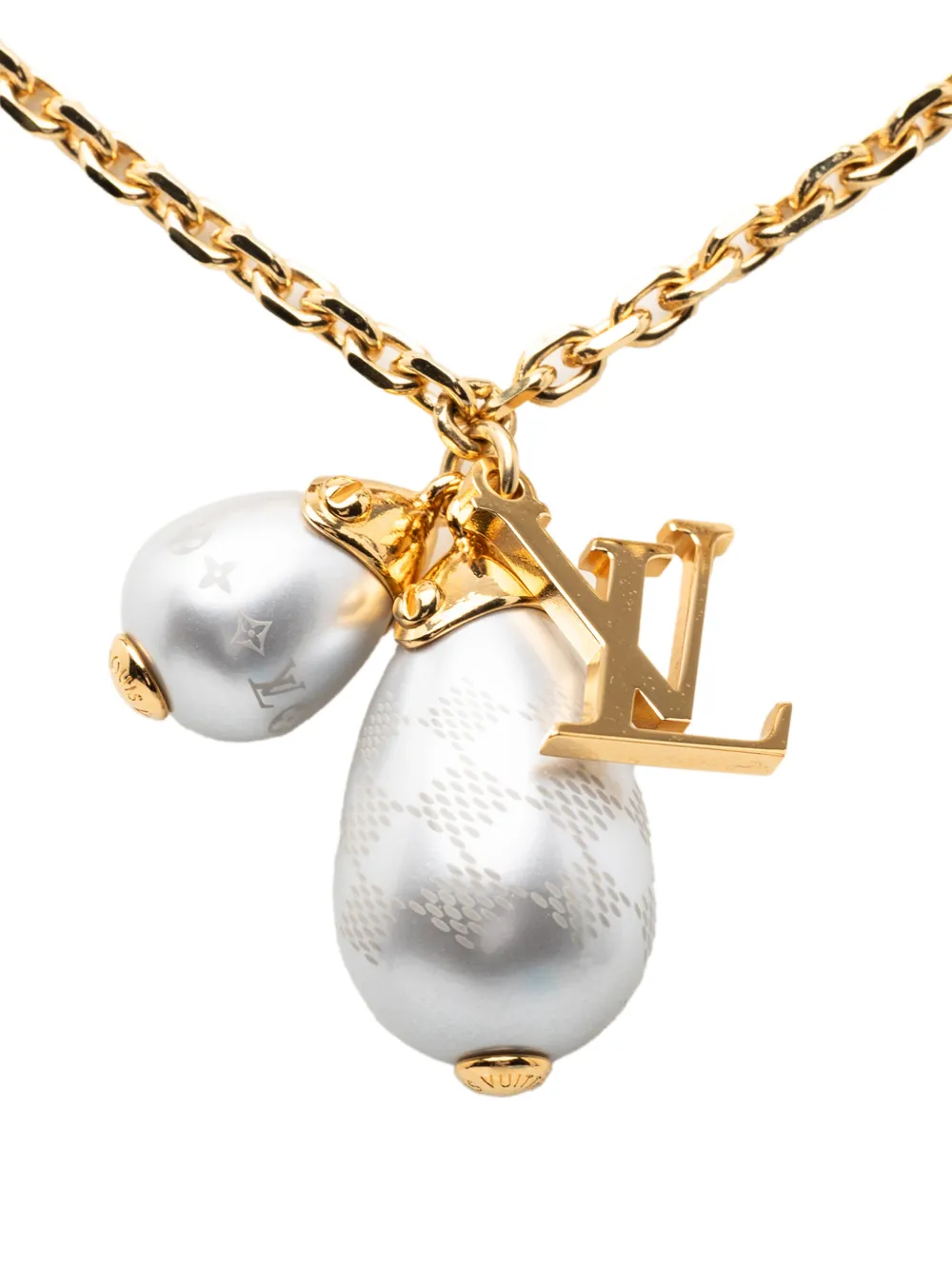 Louis Vuitton Pre-Owned 2010-2025 Gold Plated Damier Perle Pendant Necklace costume necklace - Oro