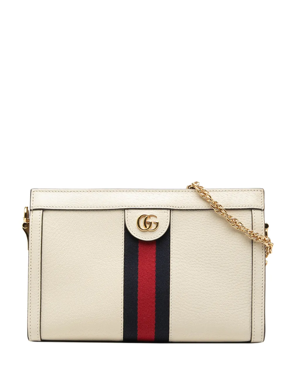 Gucci Pre-Owned 2016-2026 Small Calfskin Web Ophidia Chain crossbody bag - Bianco