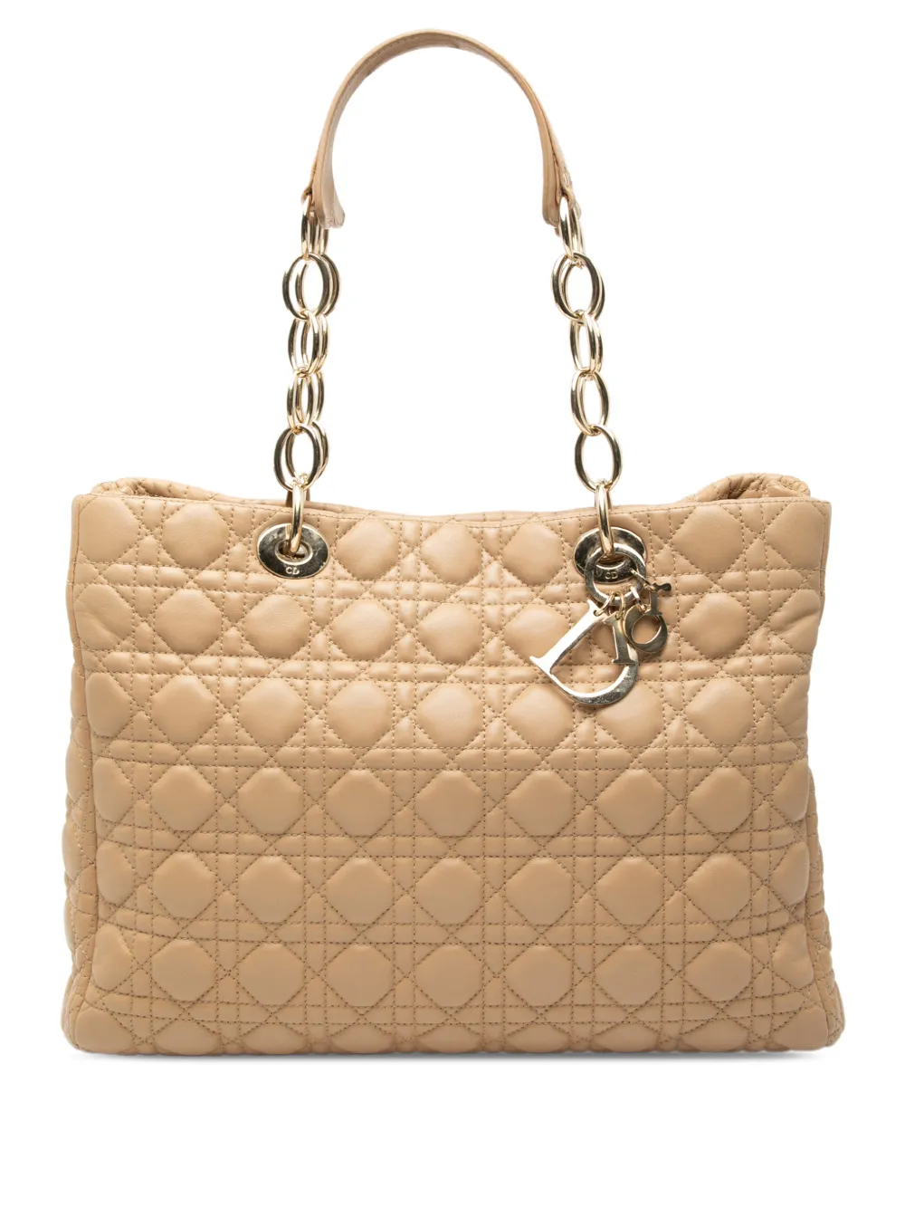 Christian Dior Pre-Owned 2010 Large Lambskin Cannage Lady Dior Soft Shopping tote bag - Toni neutri