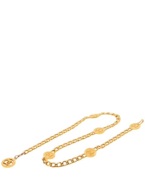 CHANEL Pre-Owned cinturón de cadena bañado en oro con logo CC 1970-1980