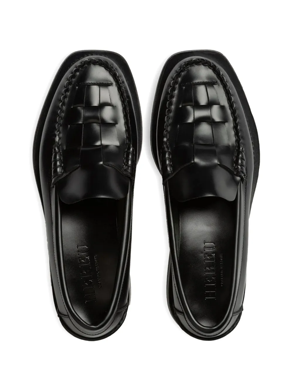 Hereu Nombela geweven leren loafers Zwart