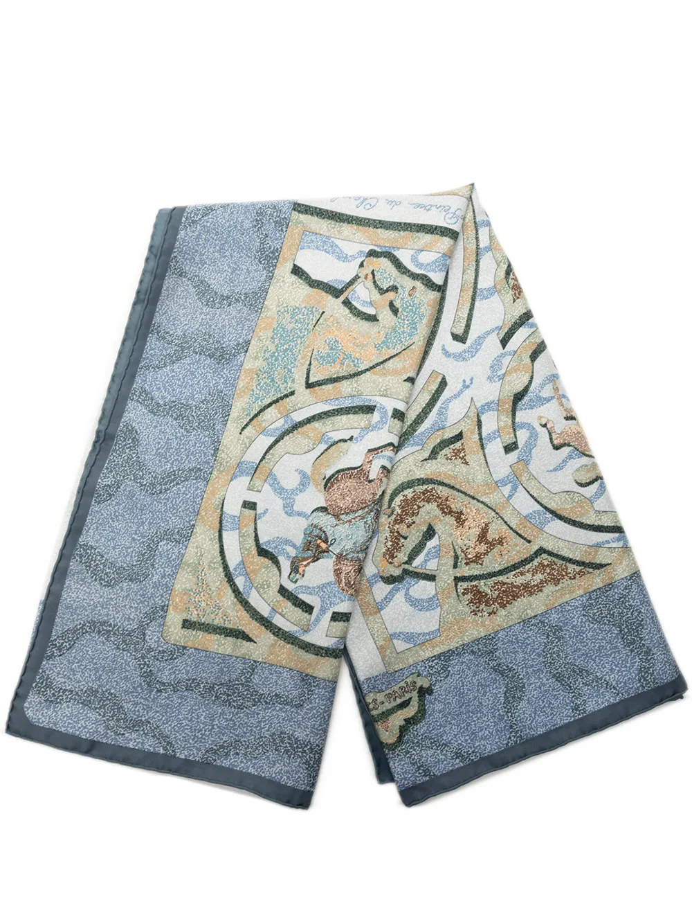 Hermès Pre-Owned 20th Century Alfred De Dreux Peintre du Cheval Silk Scarf 90 scarves - Blau