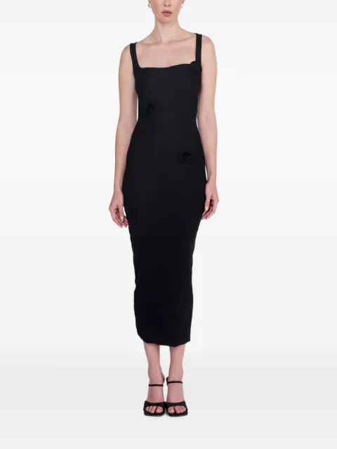 Maygel Coronel Ivy floral-appliqué midi dress