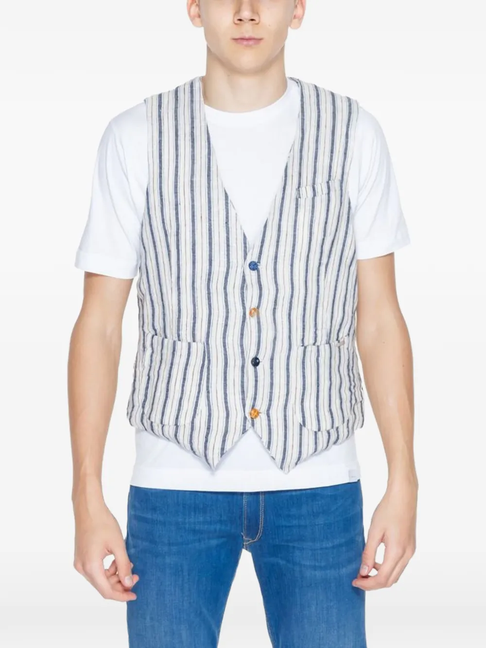 GIANNI LUPO Gilet a righe - Blu