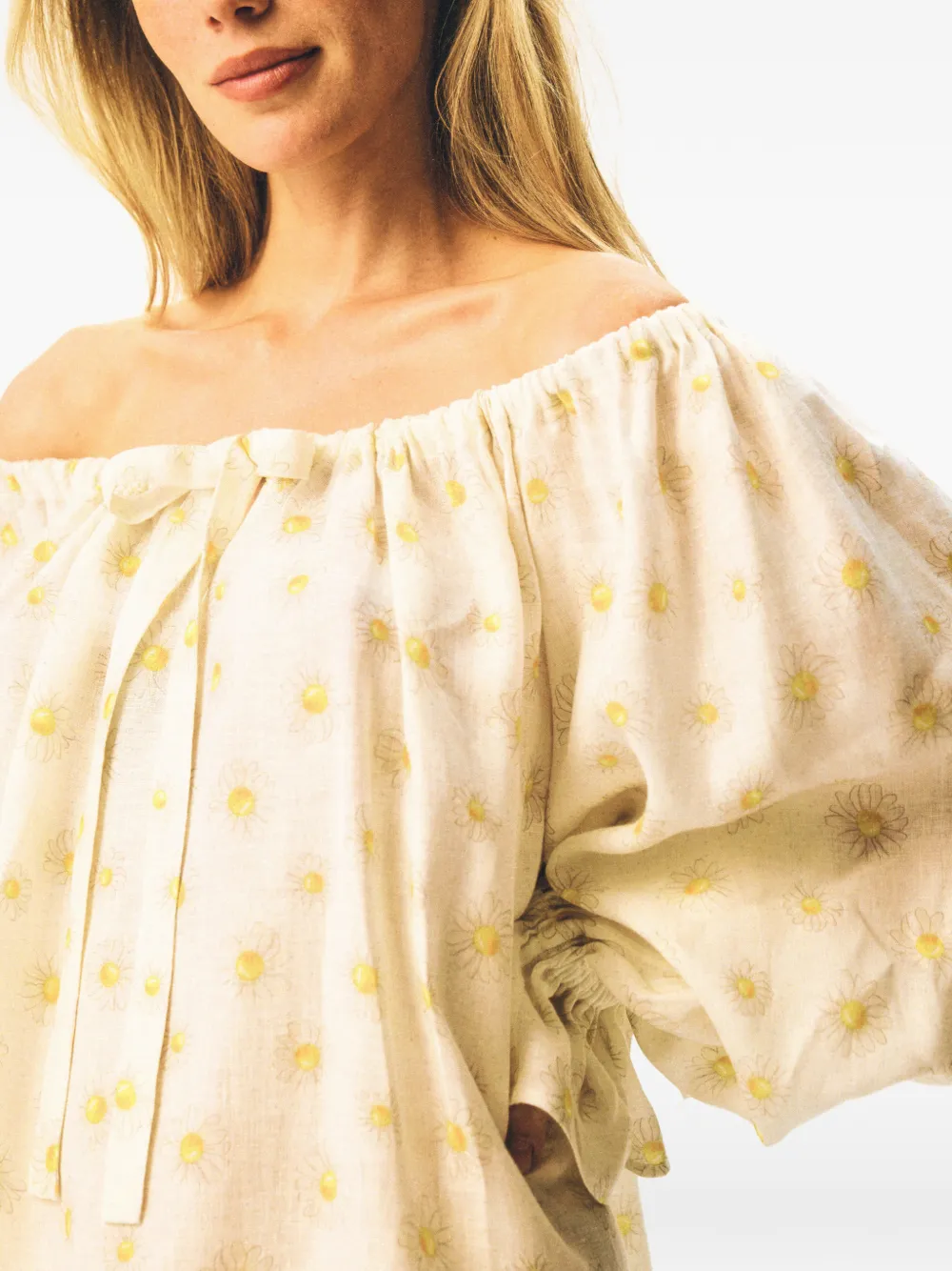 Sleeper Cha-Cha midi-jurk met ruches Wit