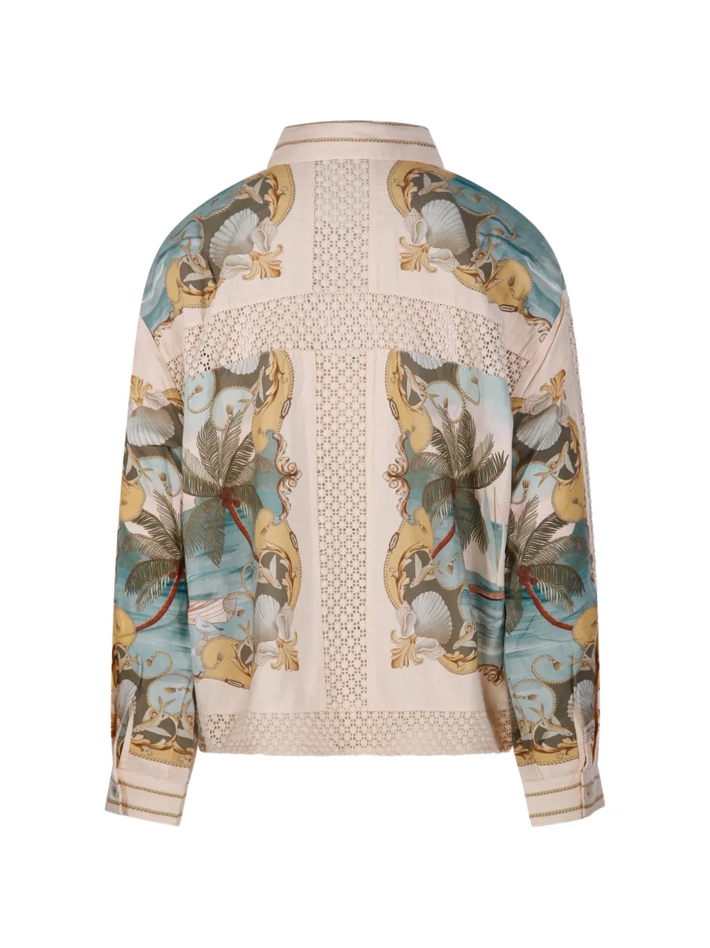 FARM Rio Sand Royal Sea gehaakte ecovero blouse met vlas Beige