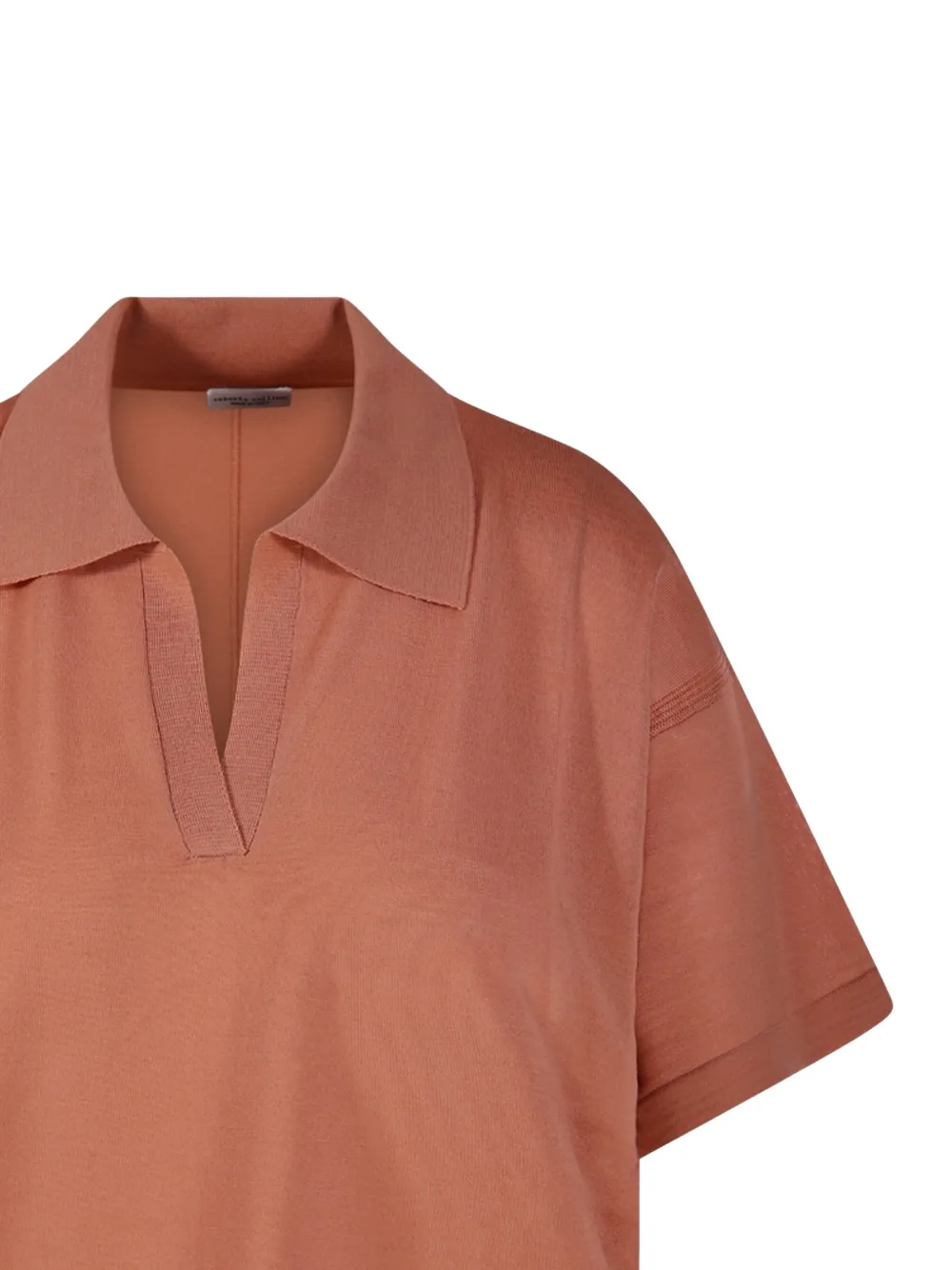 Roberto Collina fine-knit V-neck T-shirt Oranje
