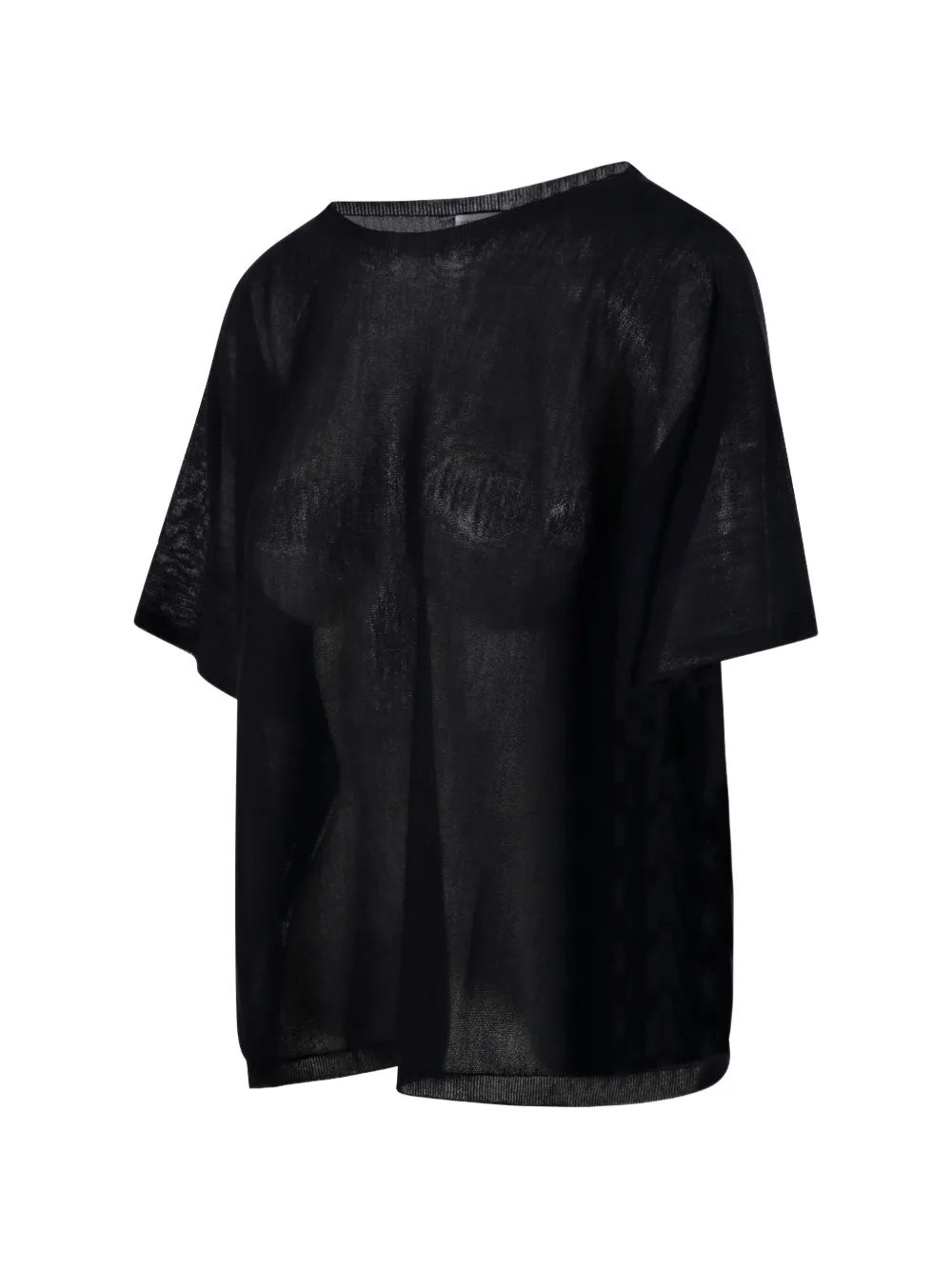 Roberto Collina Doorzichtig fijngebreid T-shirt Zwart