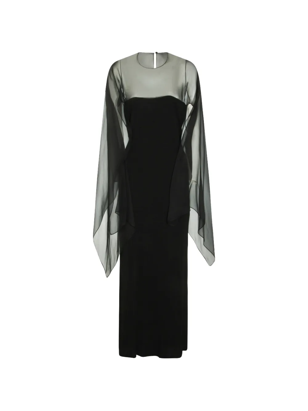 Alberta Ferretti sheer-panel cape-sleeve maxi dress - Black