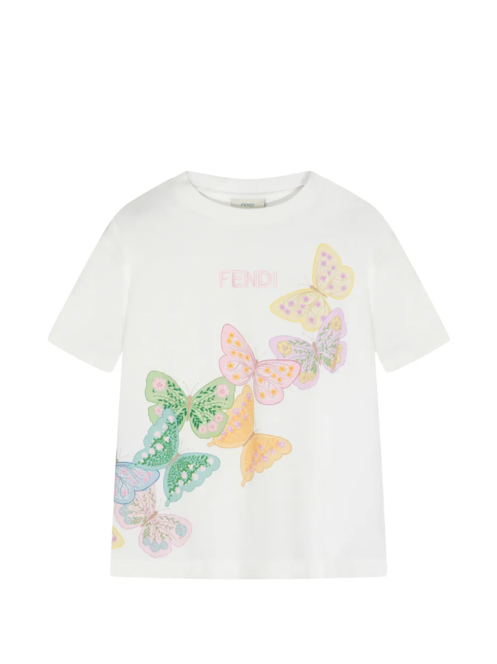 Fendi Kids butterfly-print T-shirt - Bianco