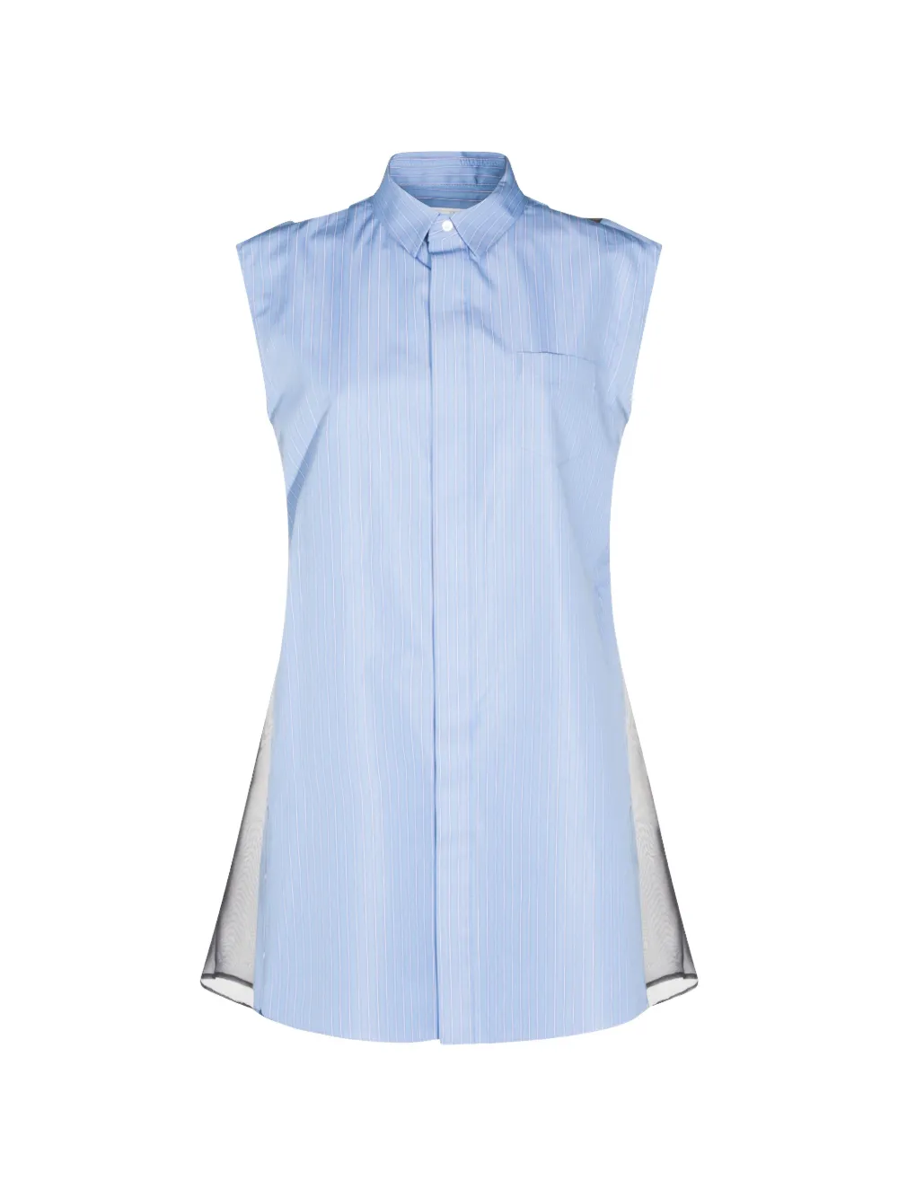 sacai stripe-pattern pleated shirt dress - Blu