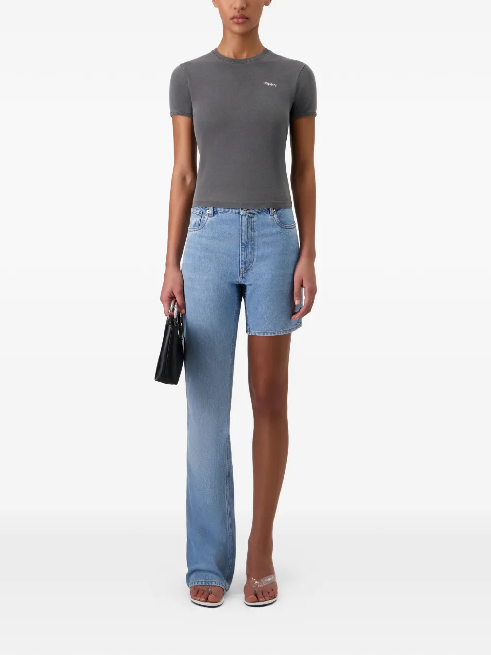 Coperni Cropped T-shirt met logoprint Grijs