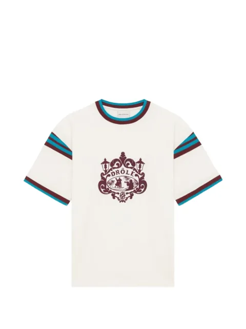 Drôle De Monsieur Dancers graphic-print striped-trim T-shirt