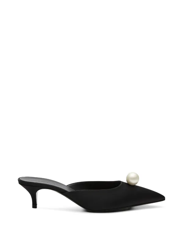 Magda Butrym Faux-pearl Silk-satin Mules in Black