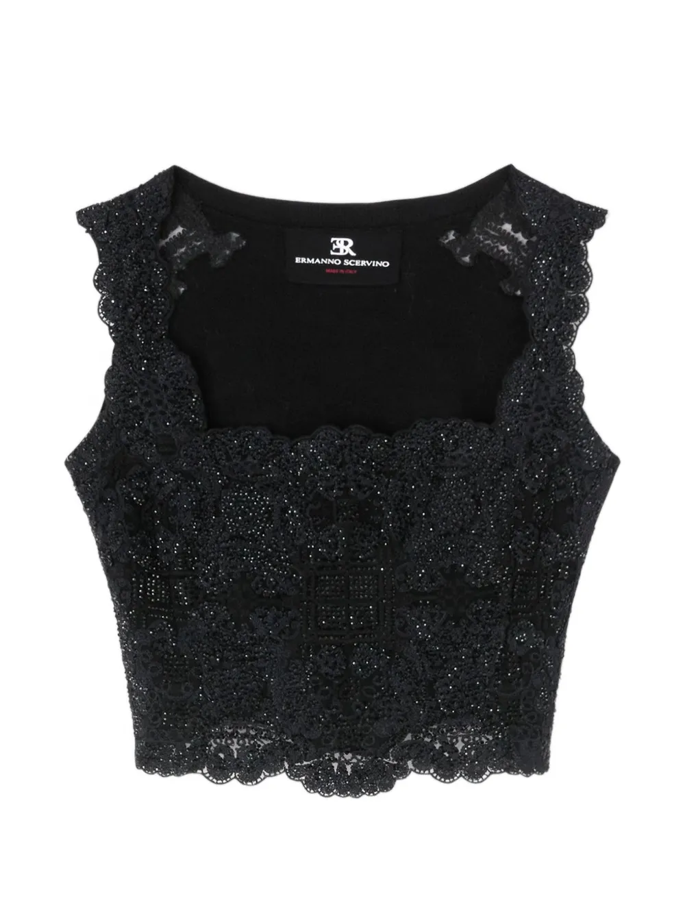 Ermanno Scervino sequin-embellished lace top - Nero