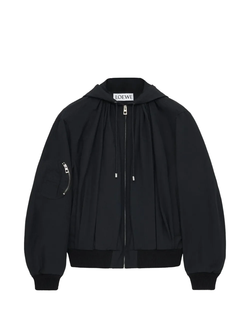  Loewe Pleated Hooded Jacket - Negro 