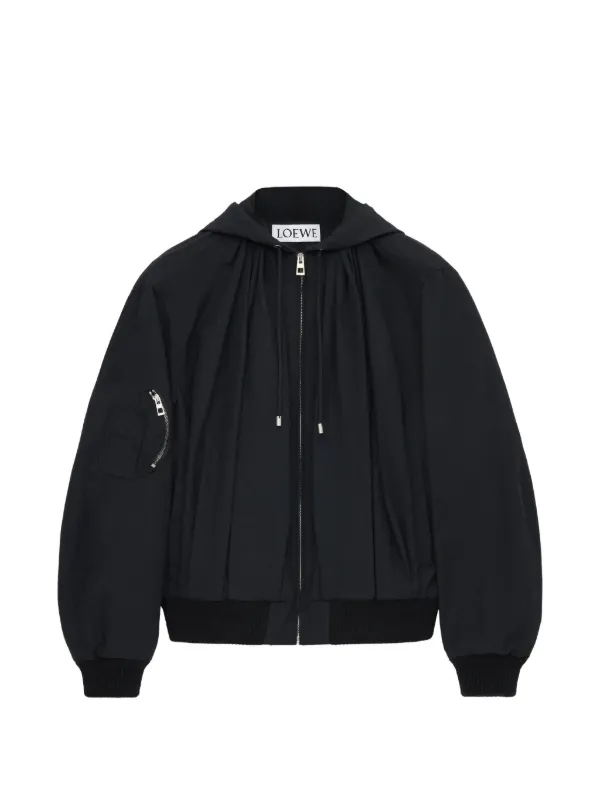 Loewe Hooded Jacket in Cotton Blend in Black
