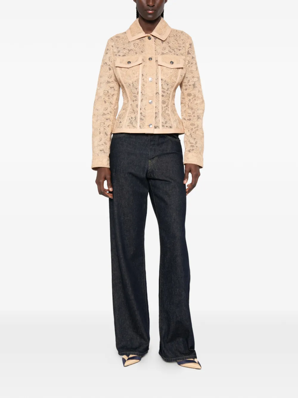 Ermanno Scervino Jack met leren afwerking Beige