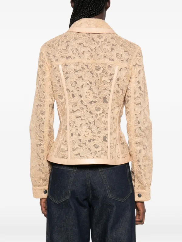 Ermanno Scervino Lace leather-trim Jacket | Neutrals | FARFETCH GE