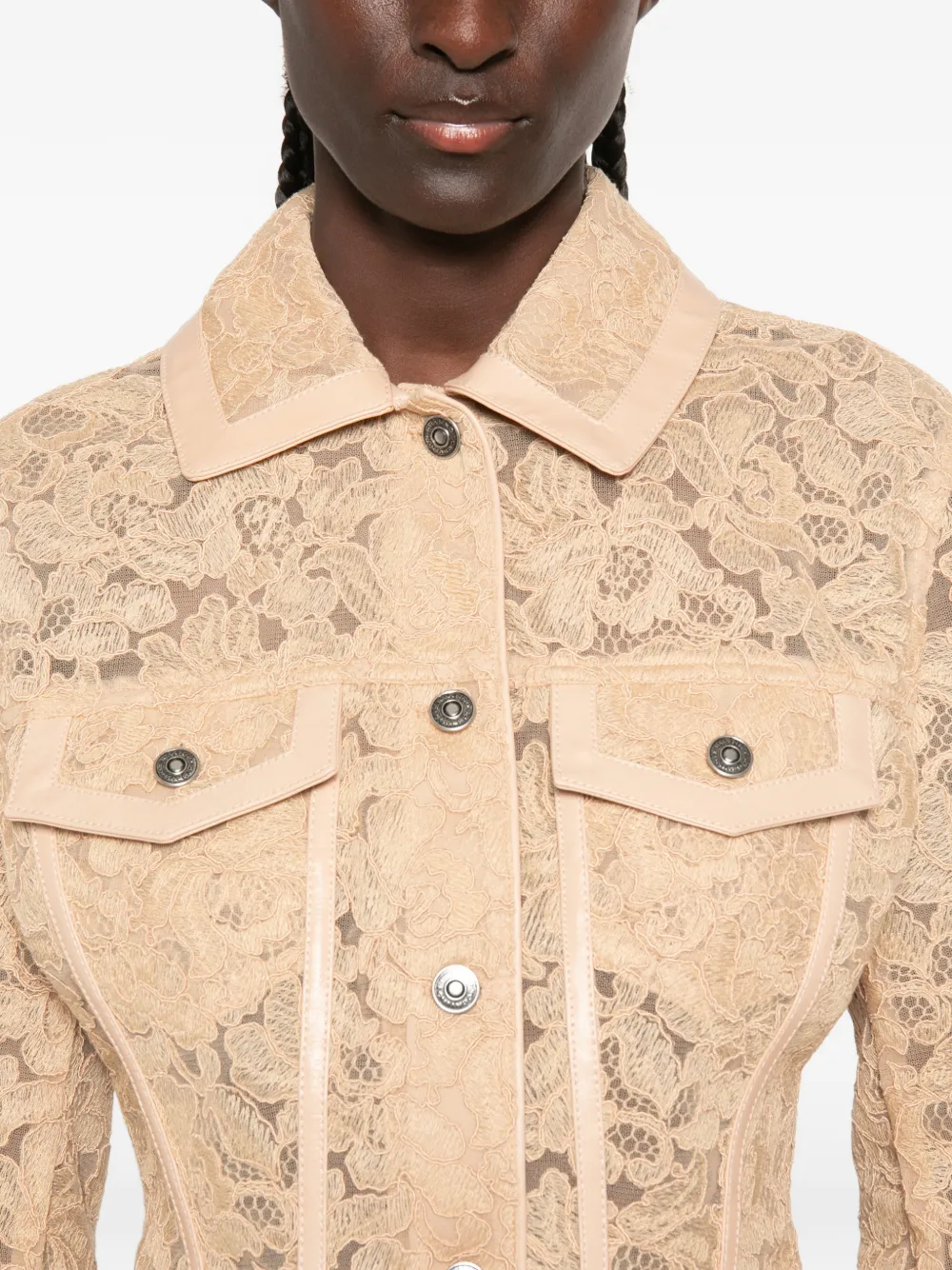 Ermanno Scervino Jack met leren afwerking Beige