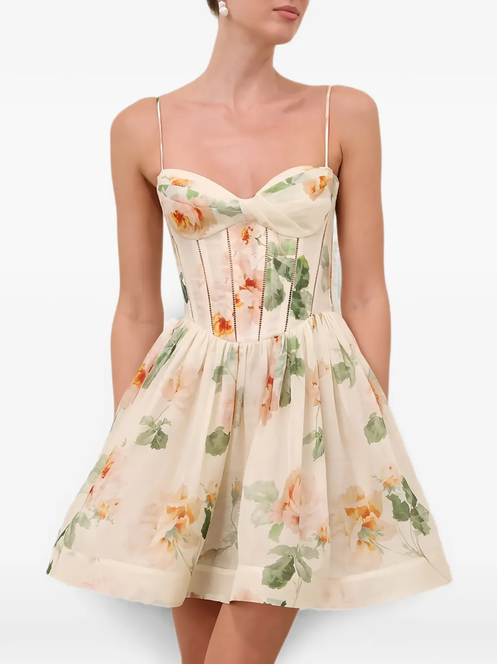 ZIMMERMANN Carousel mini-jurk met bloemenprint Beige