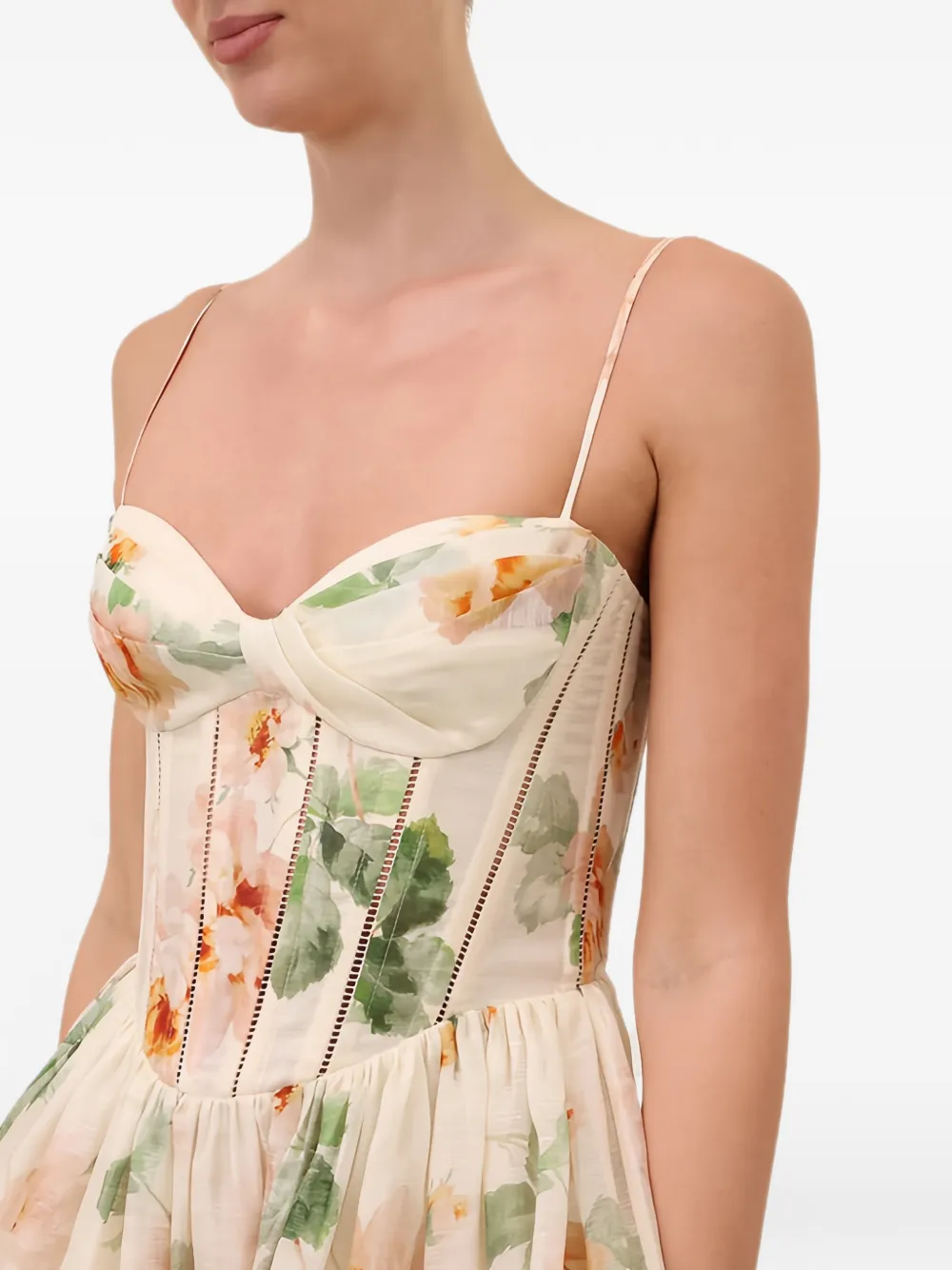 ZIMMERMANN Carousel mini-jurk met bloemenprint Beige