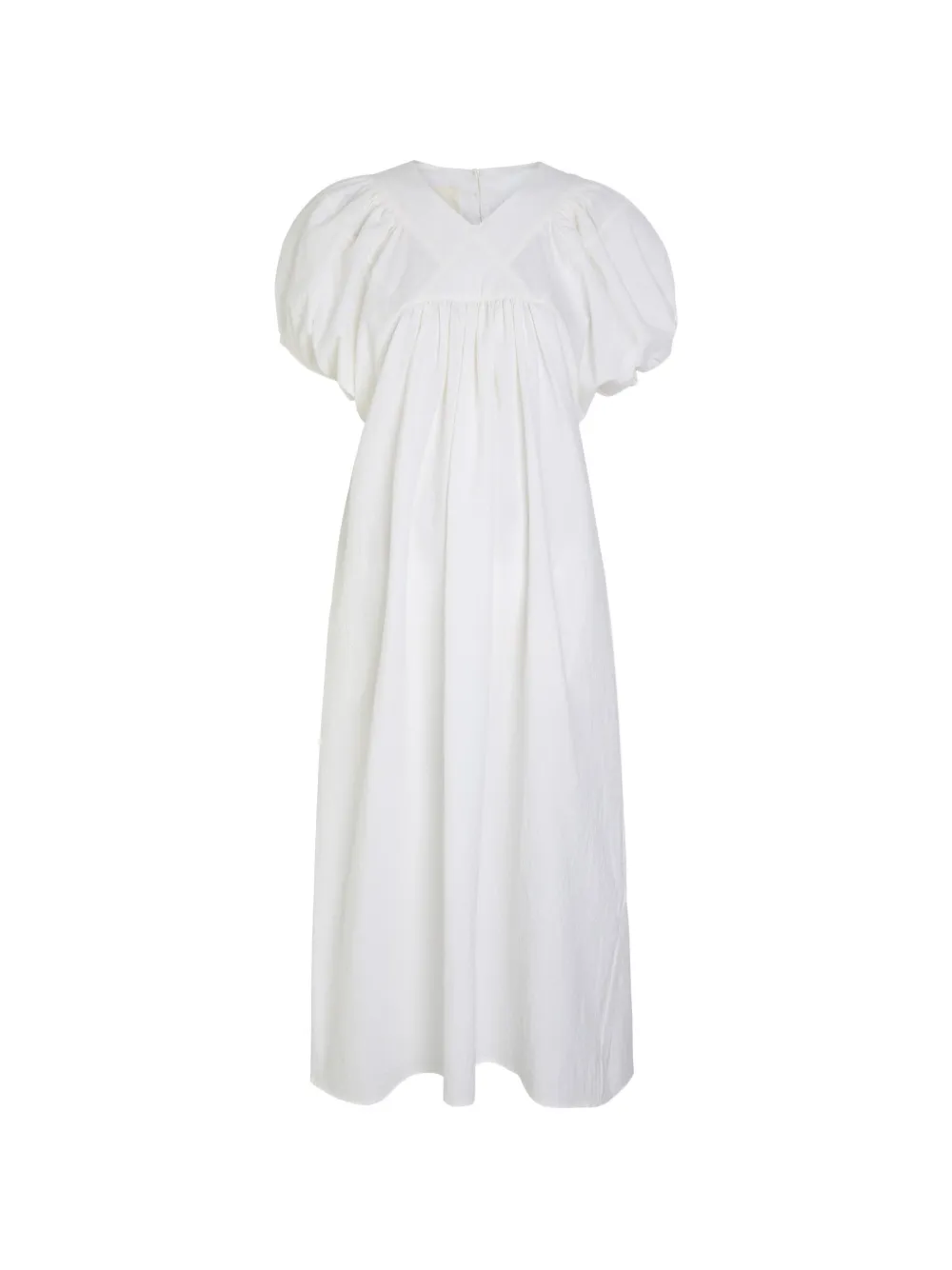 LES VACANCES D'IRINA puff-sleeve gathered midi dress - Bianco