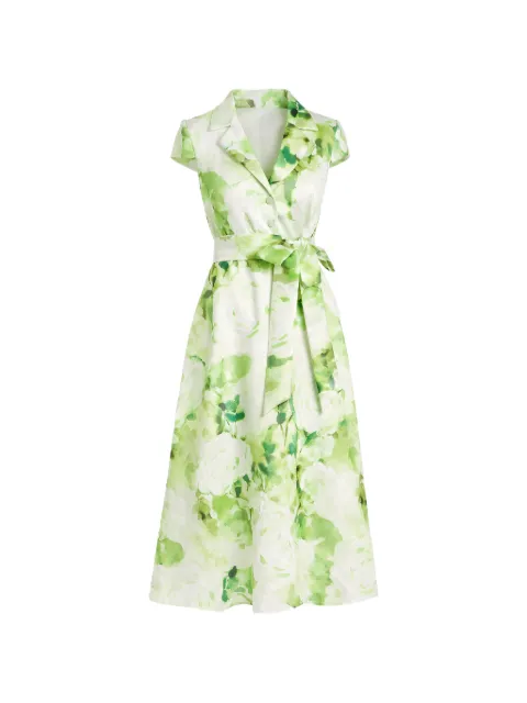 Badgley Mischka floral-print belted midi dress