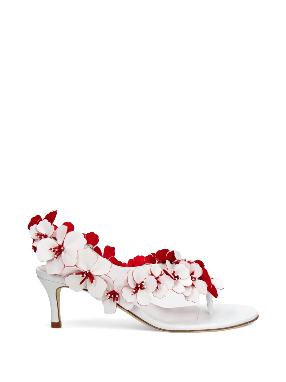 Rabanne floral-detail leather sandals - Bianco