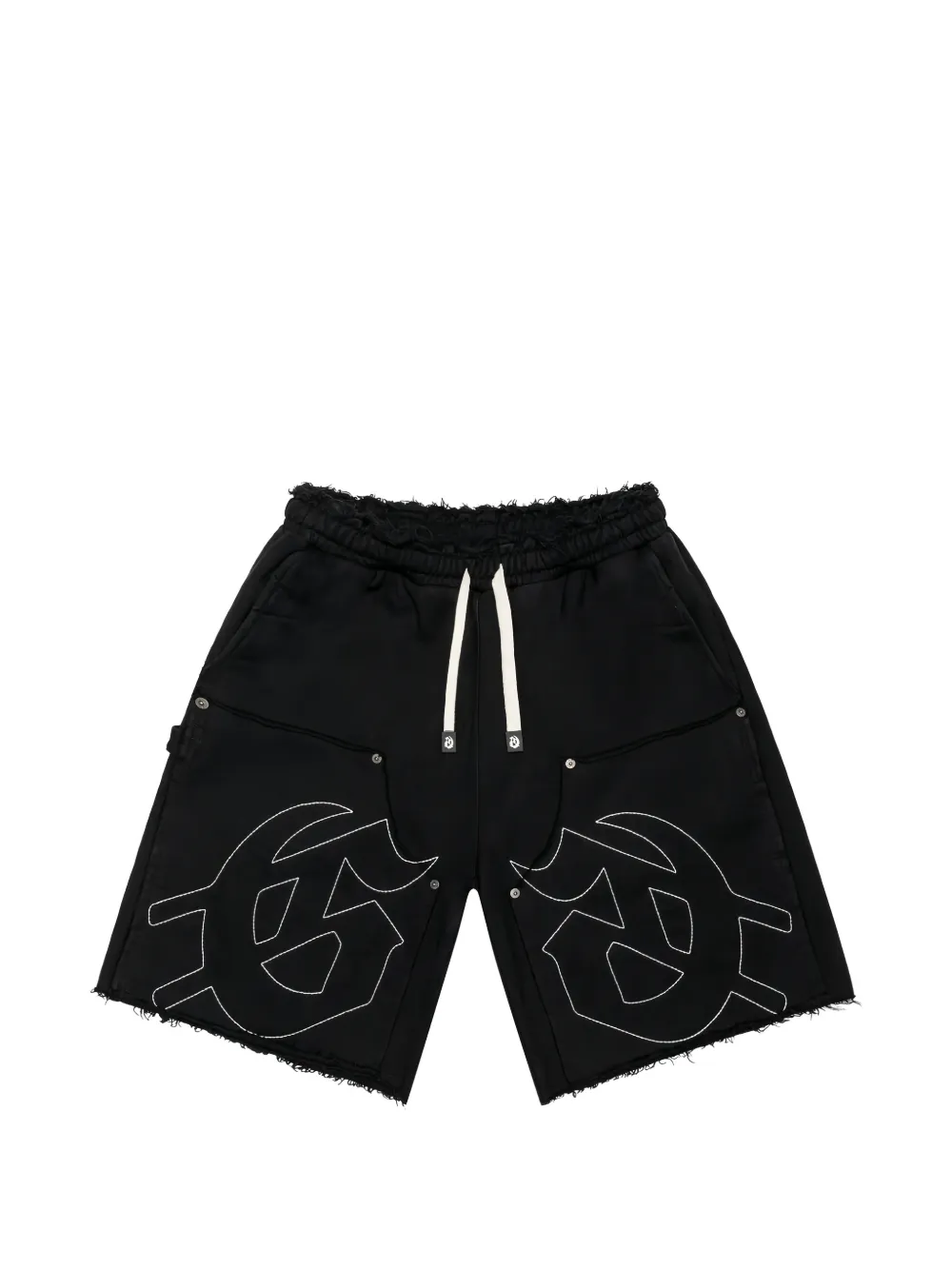 GODSPEED distressed-hem track shorts - Nero