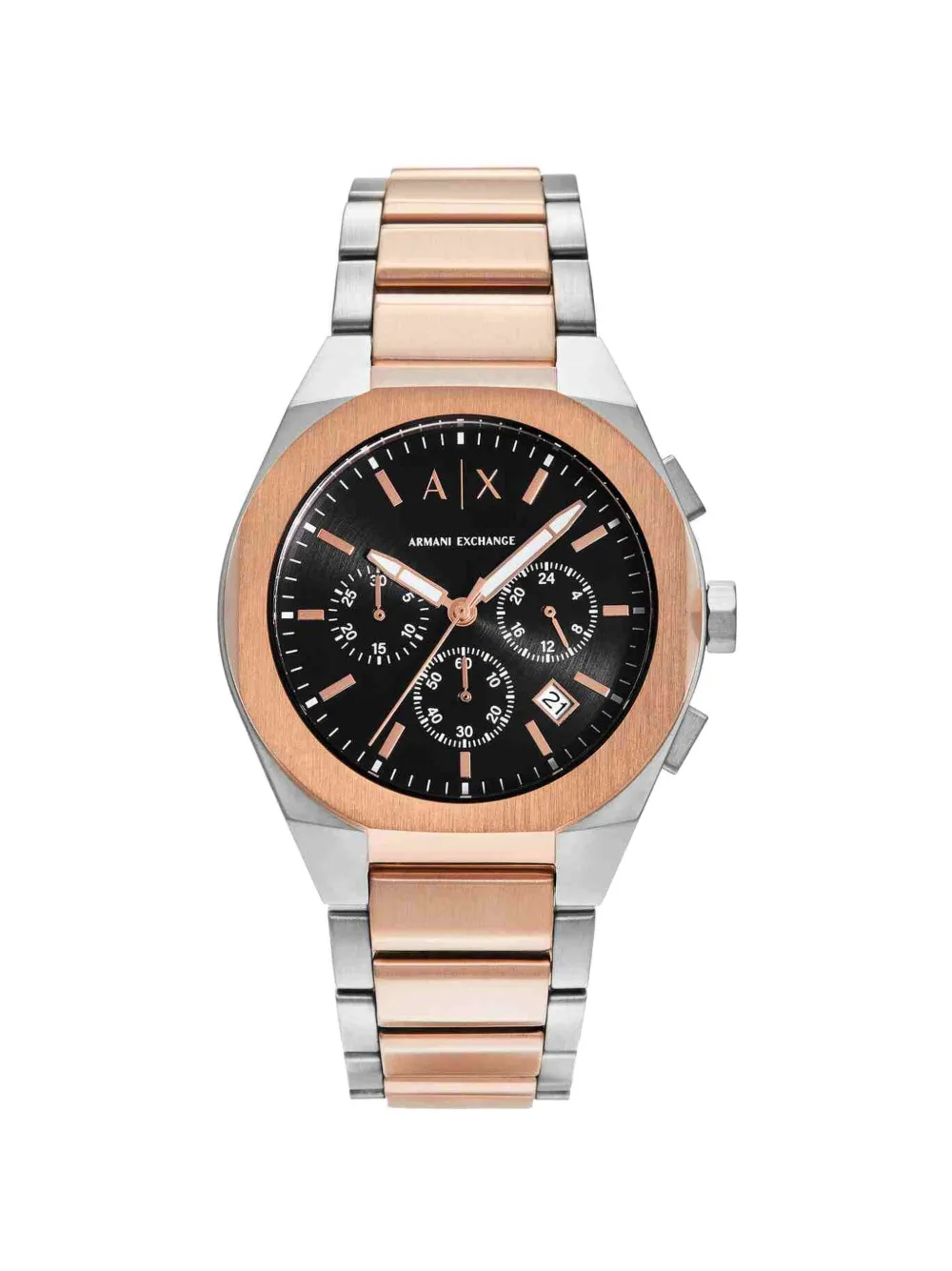 Armani Exchange three-hand two-tone 34 mm watch - Schwarz