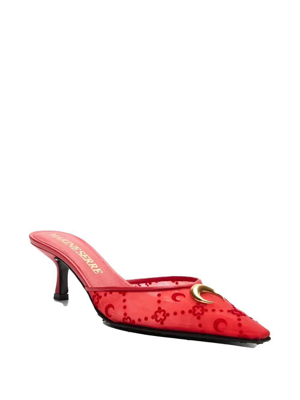 Marine Serre Flock Kitten mesh muiltjes Rood
