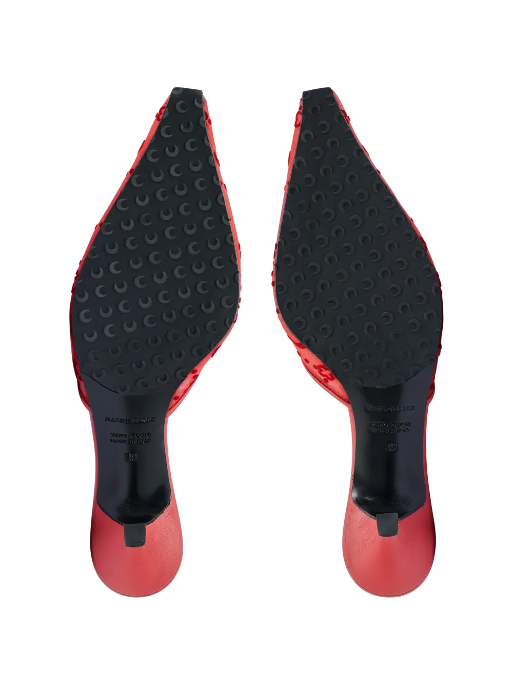 Marine Serre Flock Kitten mesh muiltjes Rood