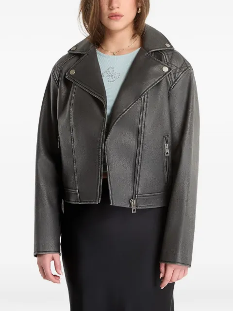 GUESS USA quilted-panel belted long sleeved jacket