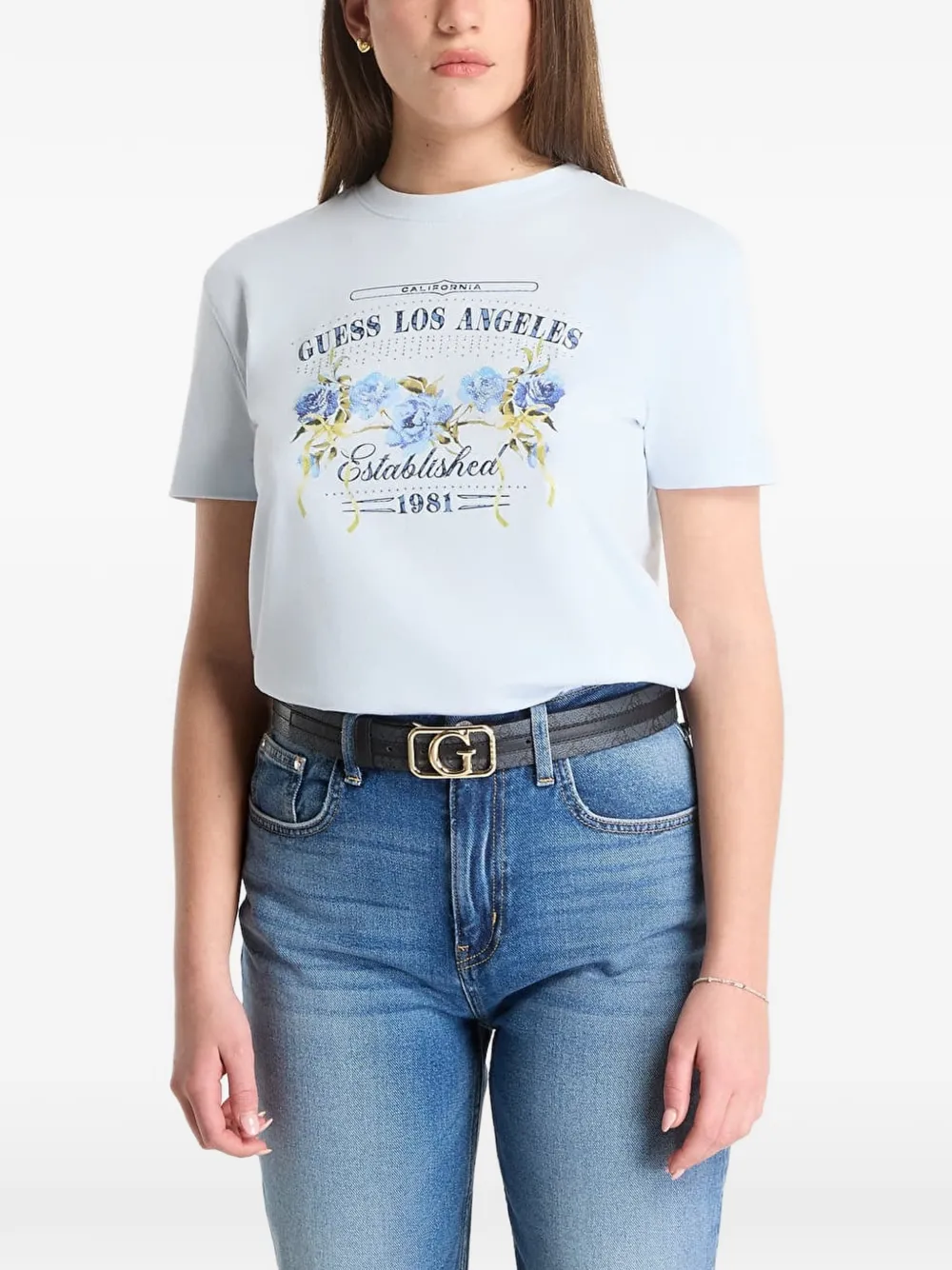 GUESS USA logo-print T-shirt Blauw