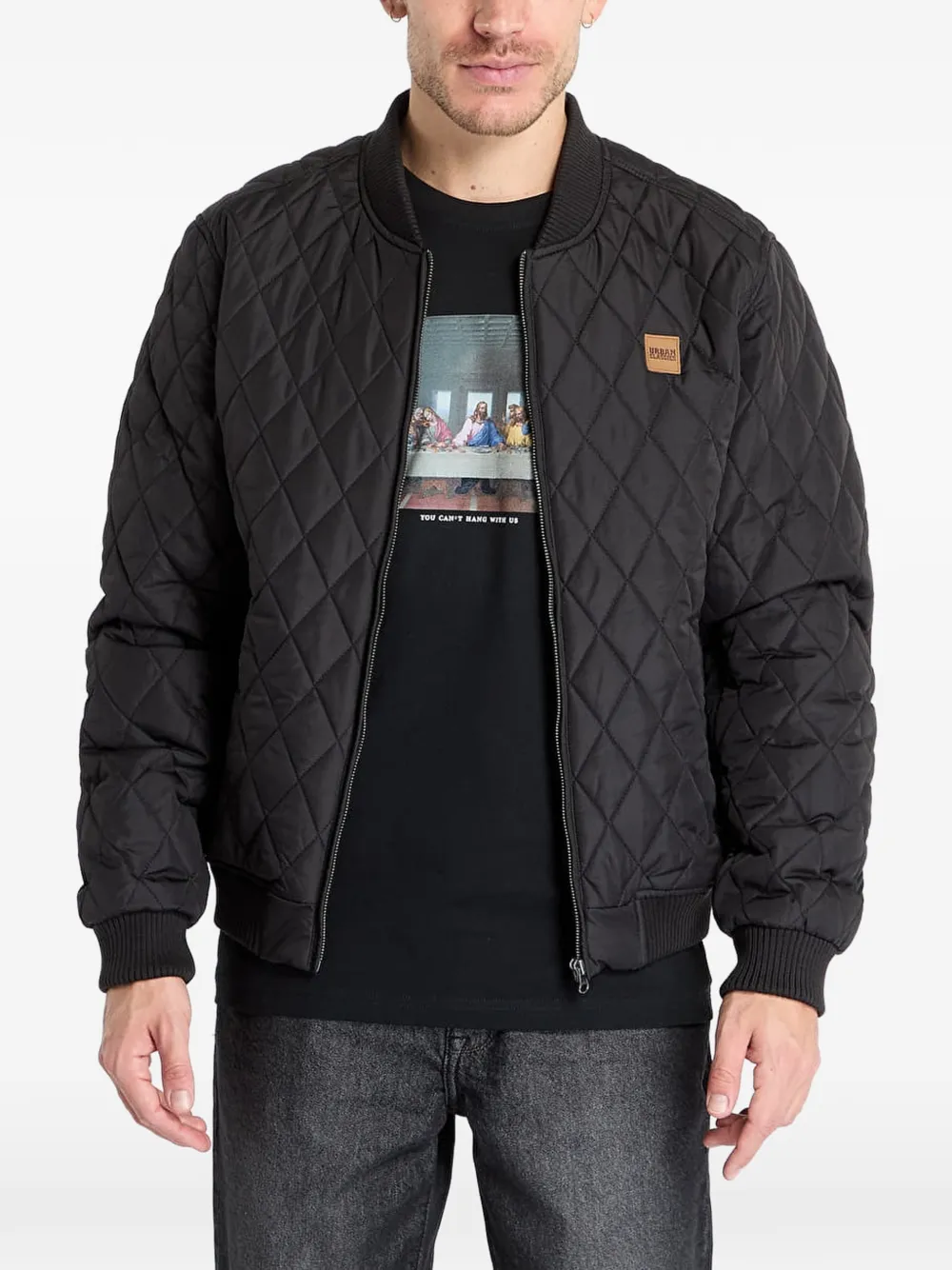 Urban Classics logo-patch bomber jacket | Black | Image 1