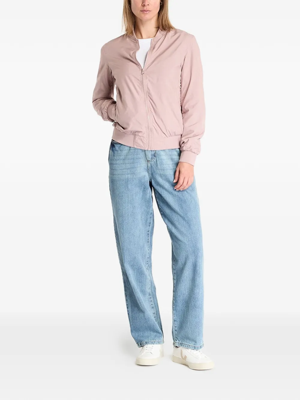 Urban Classics Bomberjack met geribbelde afwerking Roze