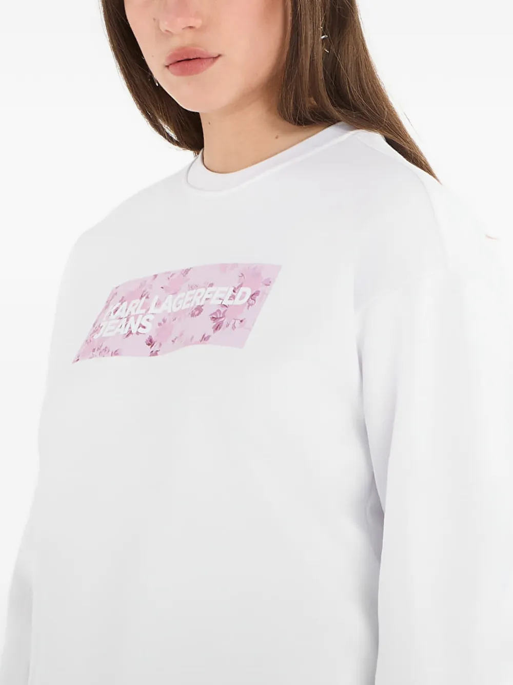 Karl Lagerfeld Jeans Trui met logopatch en bloemenprint Wit