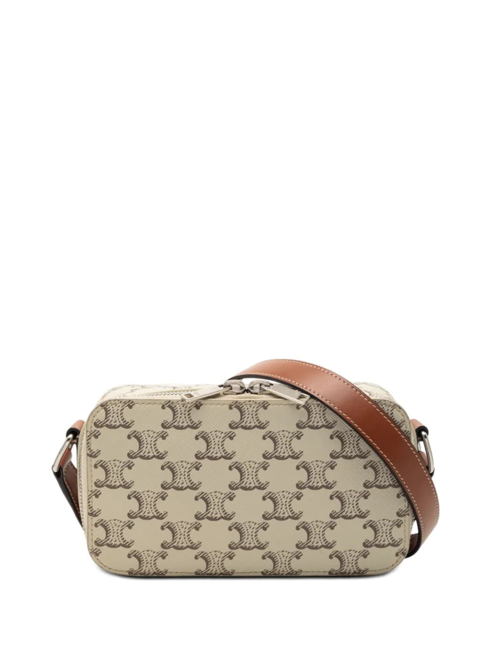 Celine Pre-Owned 2024 Mini Triomphe Coated Canvas Camera Bag crossbody bag - Bianco