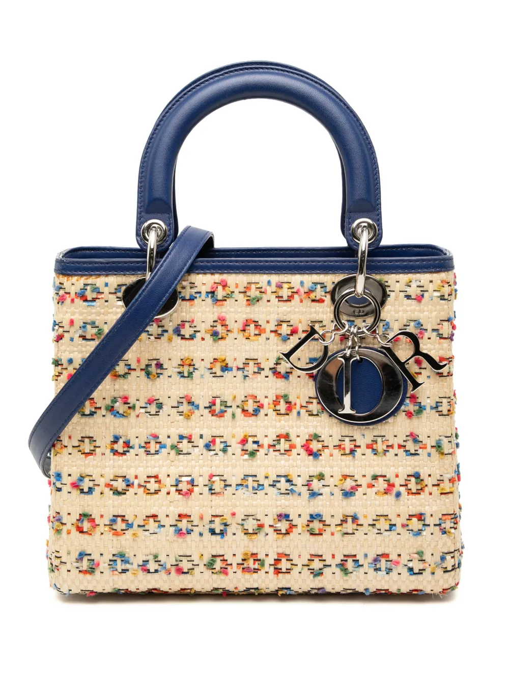 Christian Dior Pre-Owned 2013 Medium Woven Raffia Lady Dior satchel - Blau