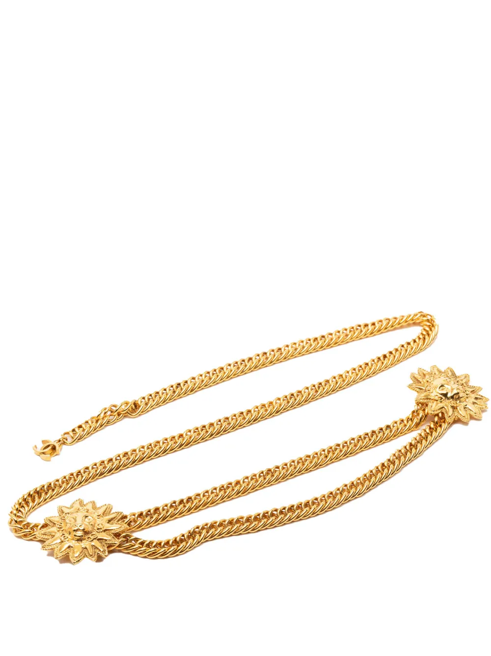 CHANEL Pre-Owned 1980-1990 CC Gold Plated Double Sun Chain Link belt - Oro