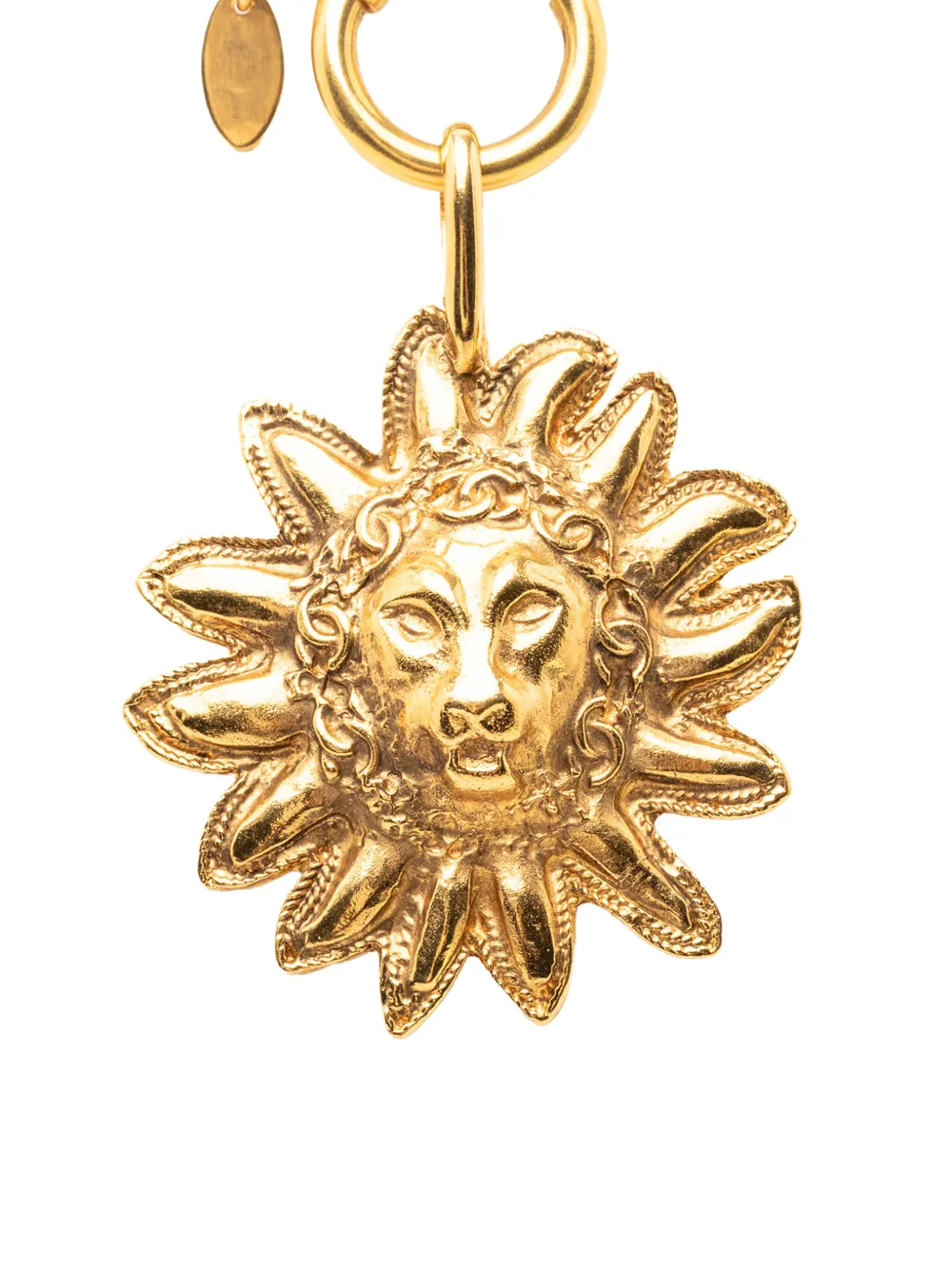 CHANEL Pre-Owned 1970-1980 Gold Plated Leo Lion Sun Medallion Necklace costume necklace - Oro
