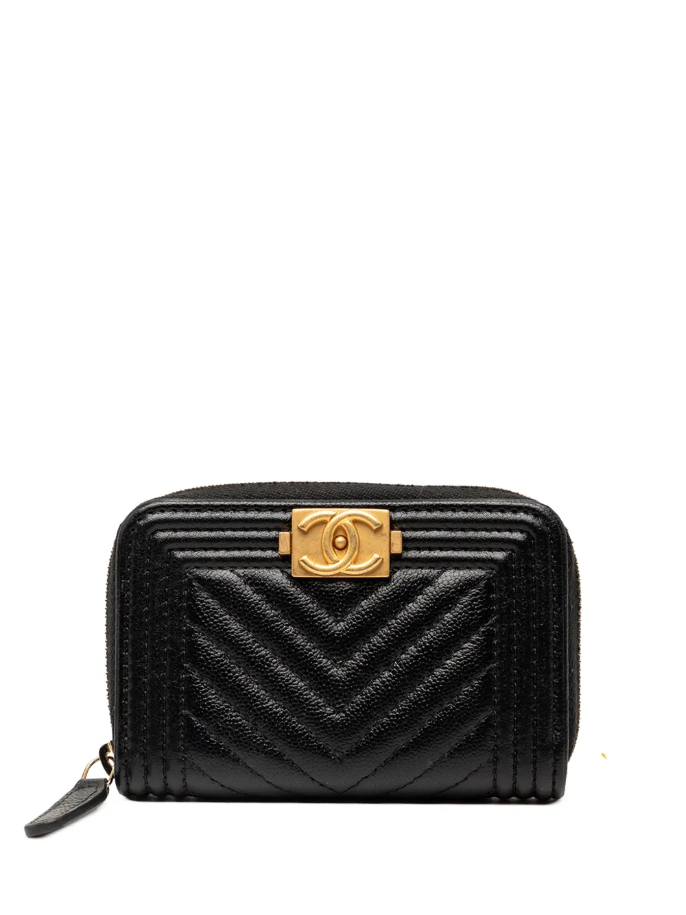 CHANEL Pre-Owned 2021-2026 Chevron Caviar Boy coin pouch - Nero