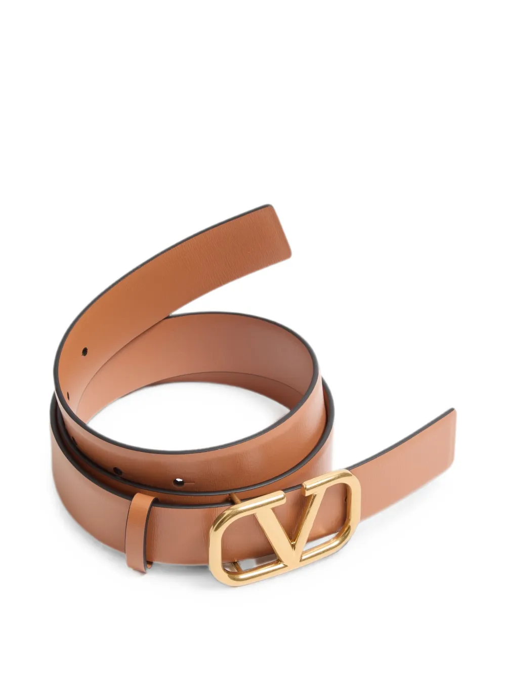 Valentino Garavani VLogo Signature riem van glanzend kalfsleer Bruin