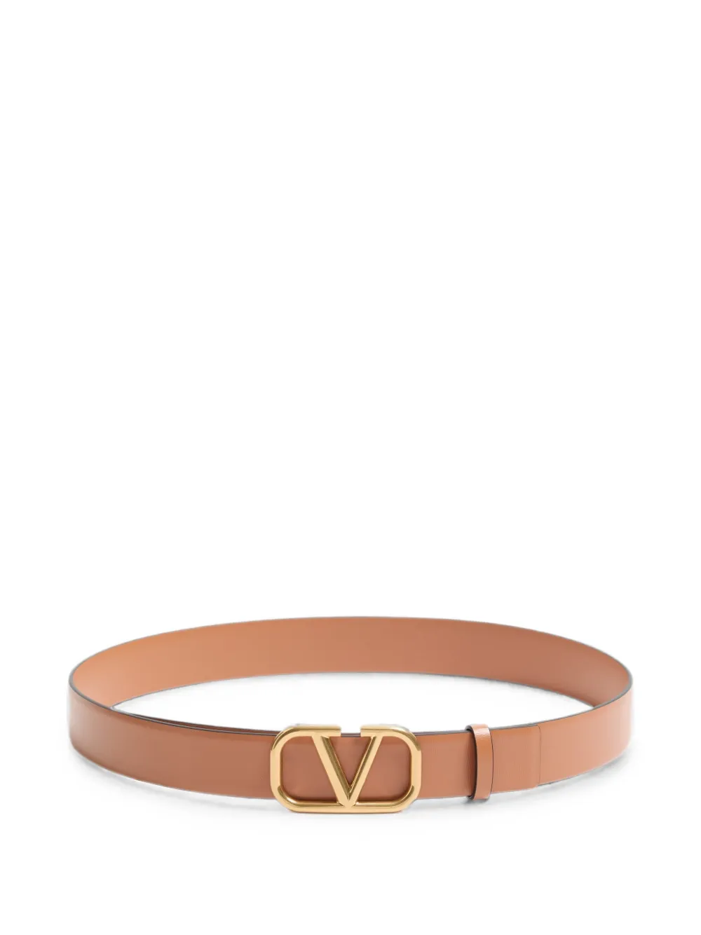 Valentino Garavani VLogo Signature belt in glossy calfskin - Marrone